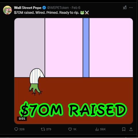 华尔街Pepe Presale筹集了超过百万