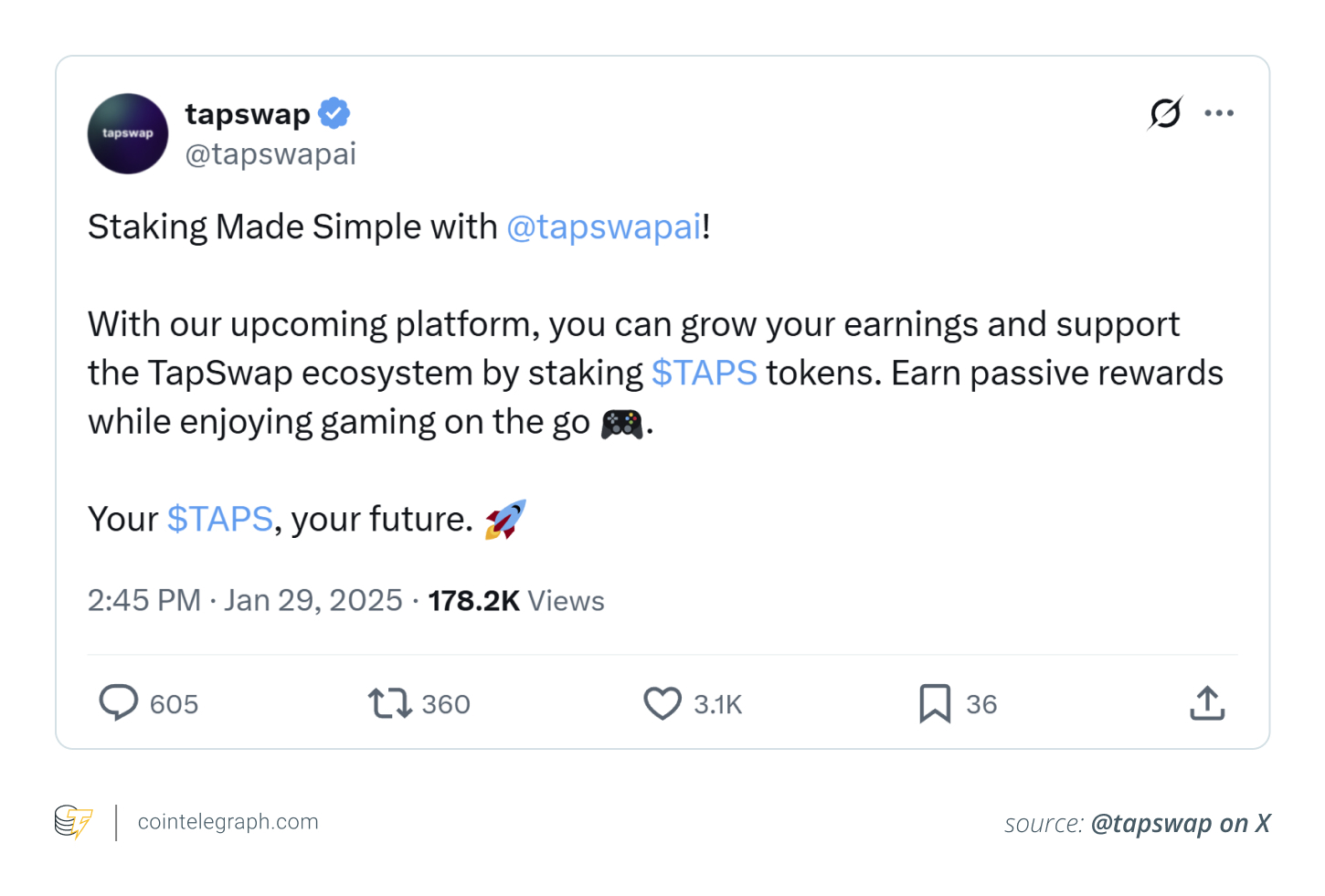 Tapswap介绍了Staking