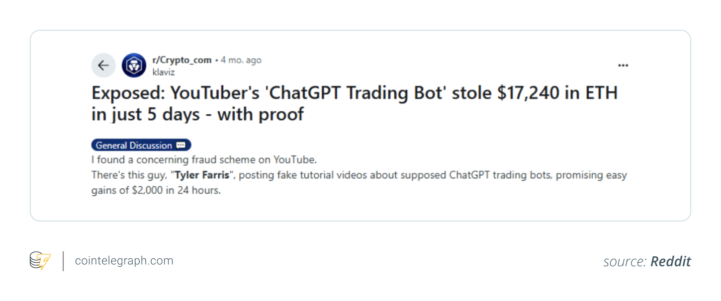 YouTuber的“ Chatgpt Trading Bot”骗局