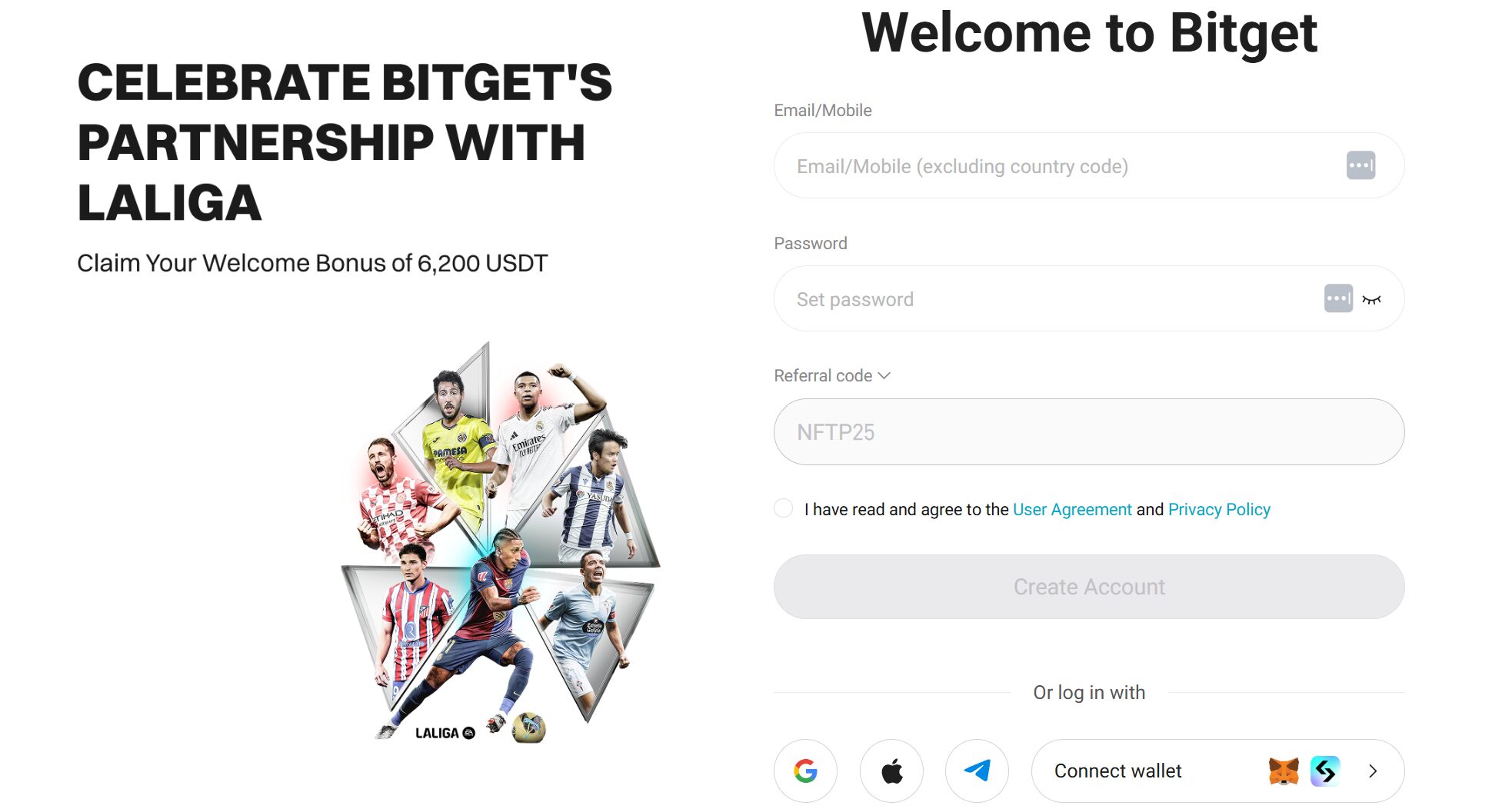Step 1: Create a Bitget account with a referral code       