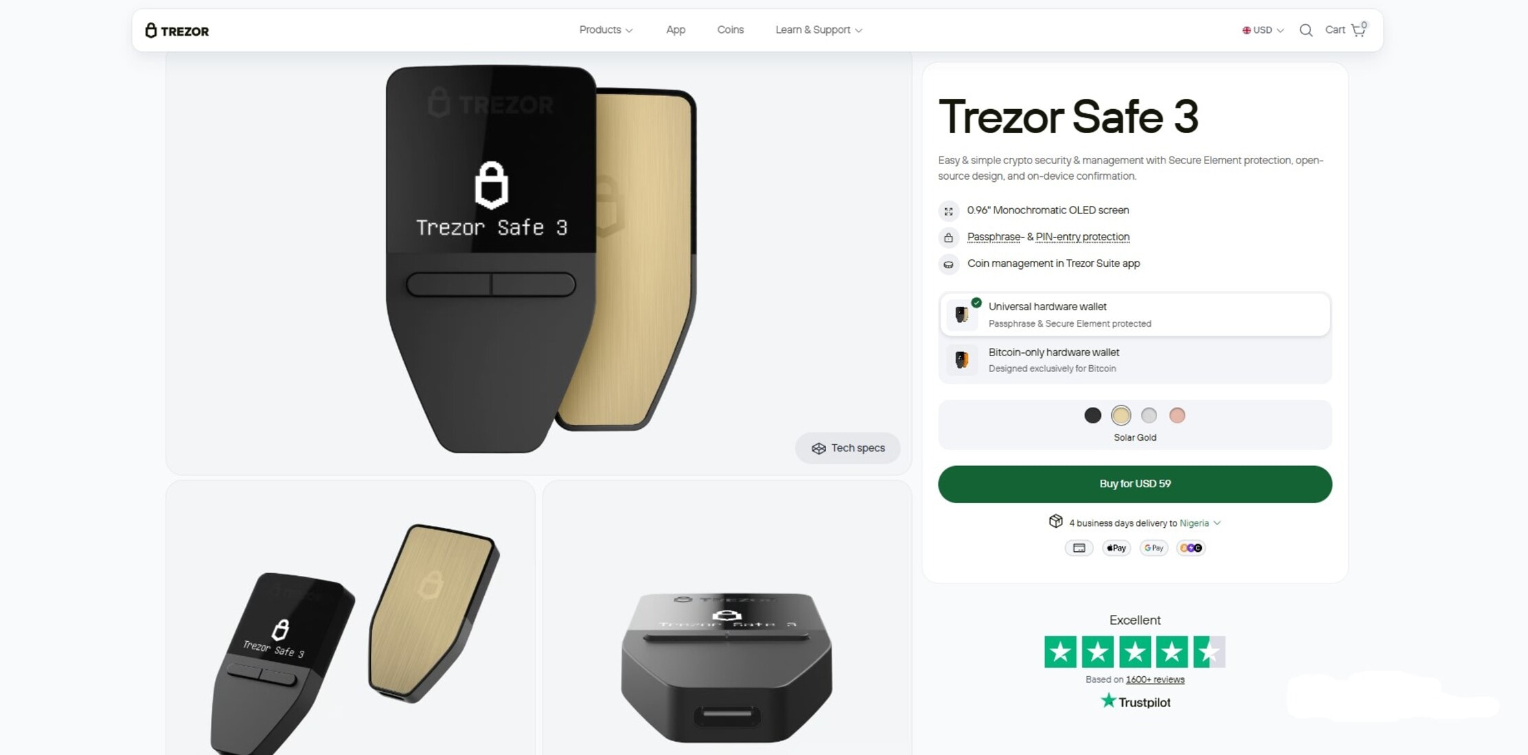 Trezor Safe 3 - Best Cold Storage Wallets for Crypto